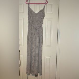 H&M grid print tan and black jumpsuit